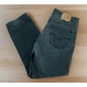 Vintage 90s Levis 505 Black Straight Leg Jeans Size 38x30 Nice Fade Made in USA